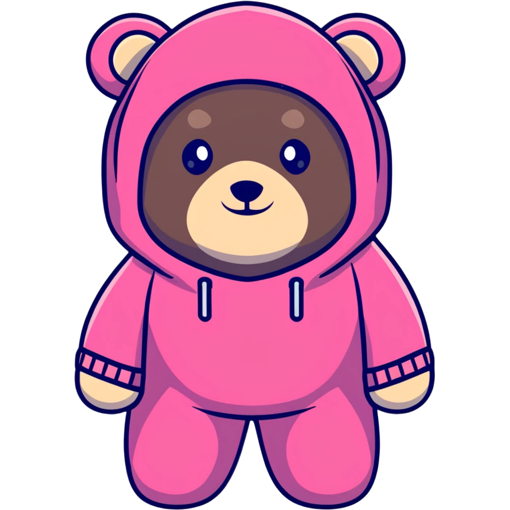 bear wearing a pink balaclava, cartoon sticker emoji