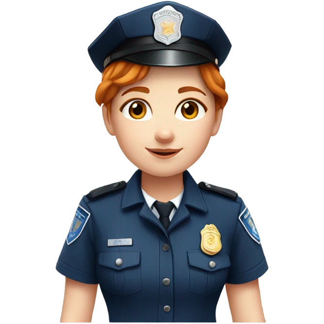 face of ginger girl police officer teen cute blue uniform  policia badge brown eyes emoji
