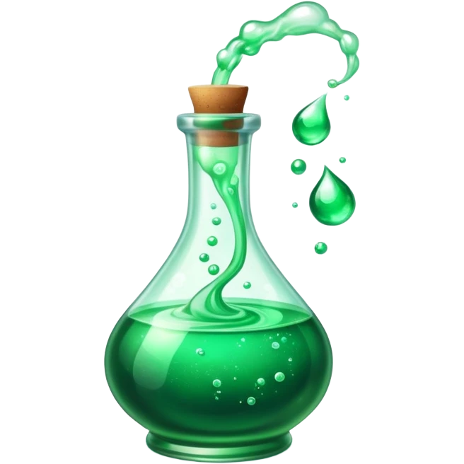 magical glowing potion in a glass bottle with bubbles emoji