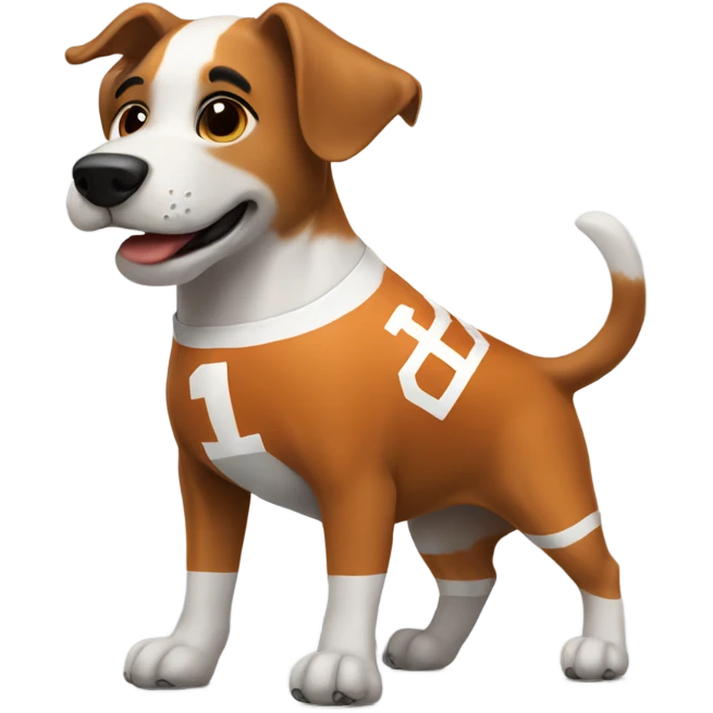 dog playing football wearing Texas jersey emoji