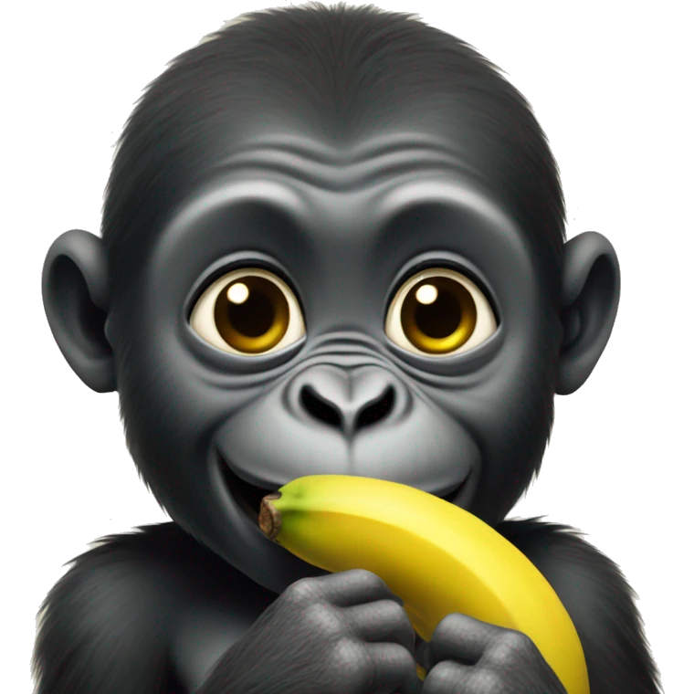 Baby gorilla eating banana emoji