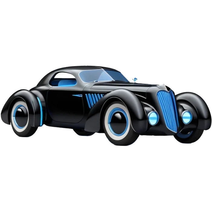  the animated series aerodynamic knight futuristic concept Batmobile loosely based on 1936 cord 812 Ford (flat long straight faceted mechanical body) finned stealthy street hot rod  emoji