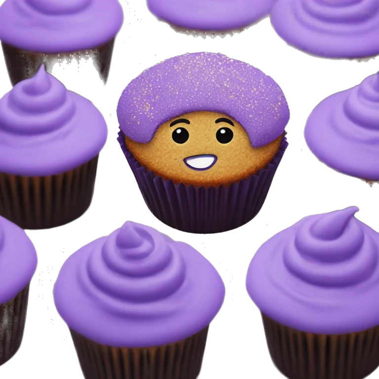 ube cupcake with ube cupcake crumbs on it emoji