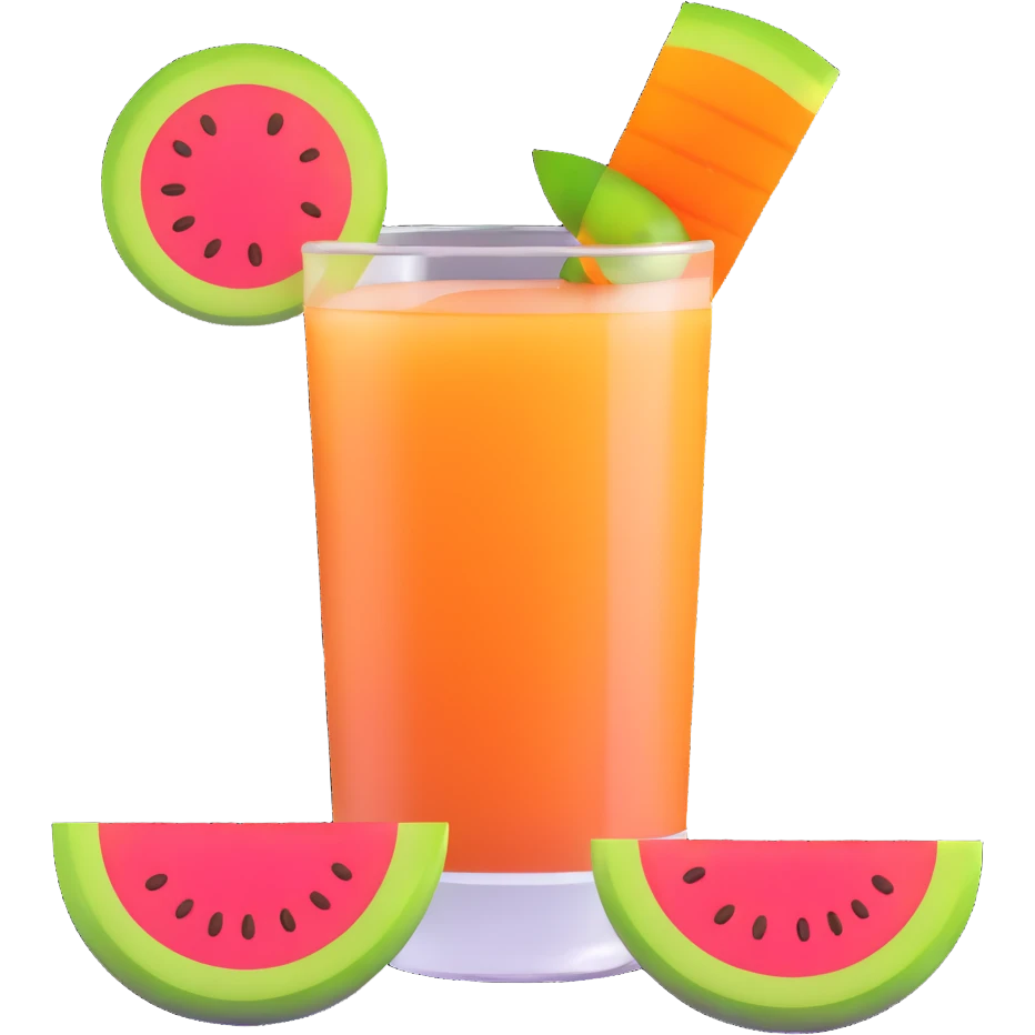 melón carajillo drink with coffee, brandy, and melon slice garnish emoji