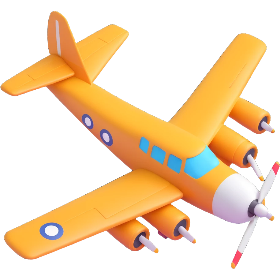 classic bomber airplane in 3D cartoon style, playful look, large expressive details emoji
