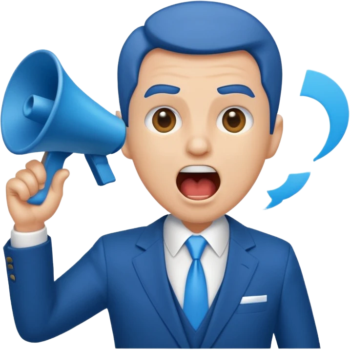 A blue Telegram emoji style of trump shouting emoji