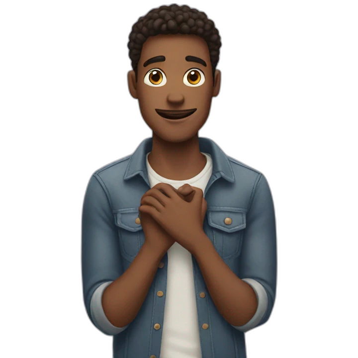 Guy make a heart with hands emoji