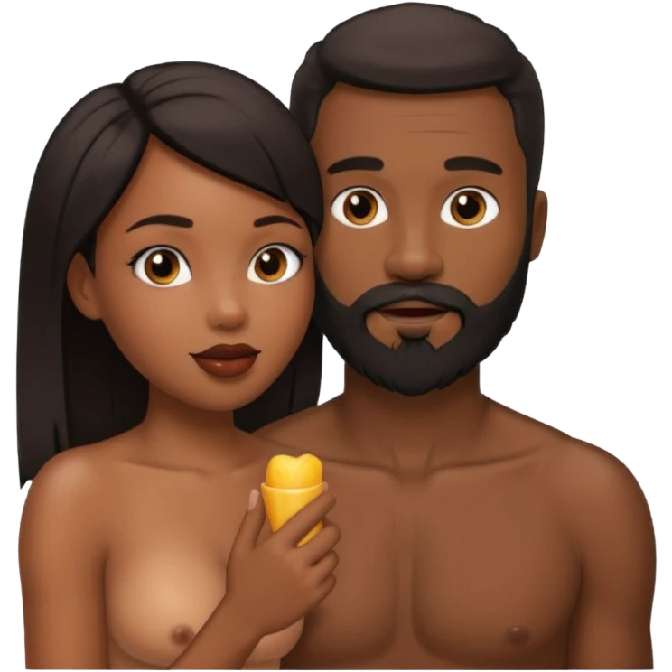 Naked ebony girl sucks naked ebony man with beard dick emoji