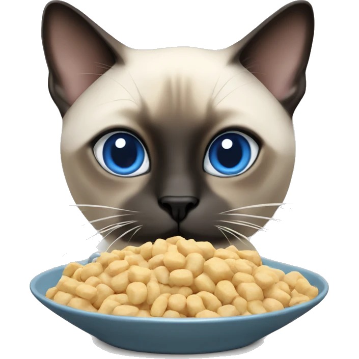 Thai Siamese cat (Blue Point) eating cat food emoji