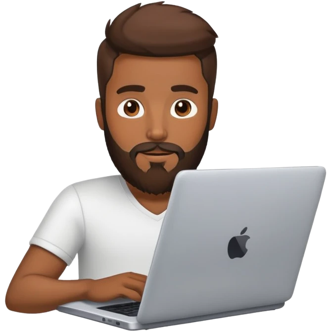 brown guy with beard using laptop  emoji