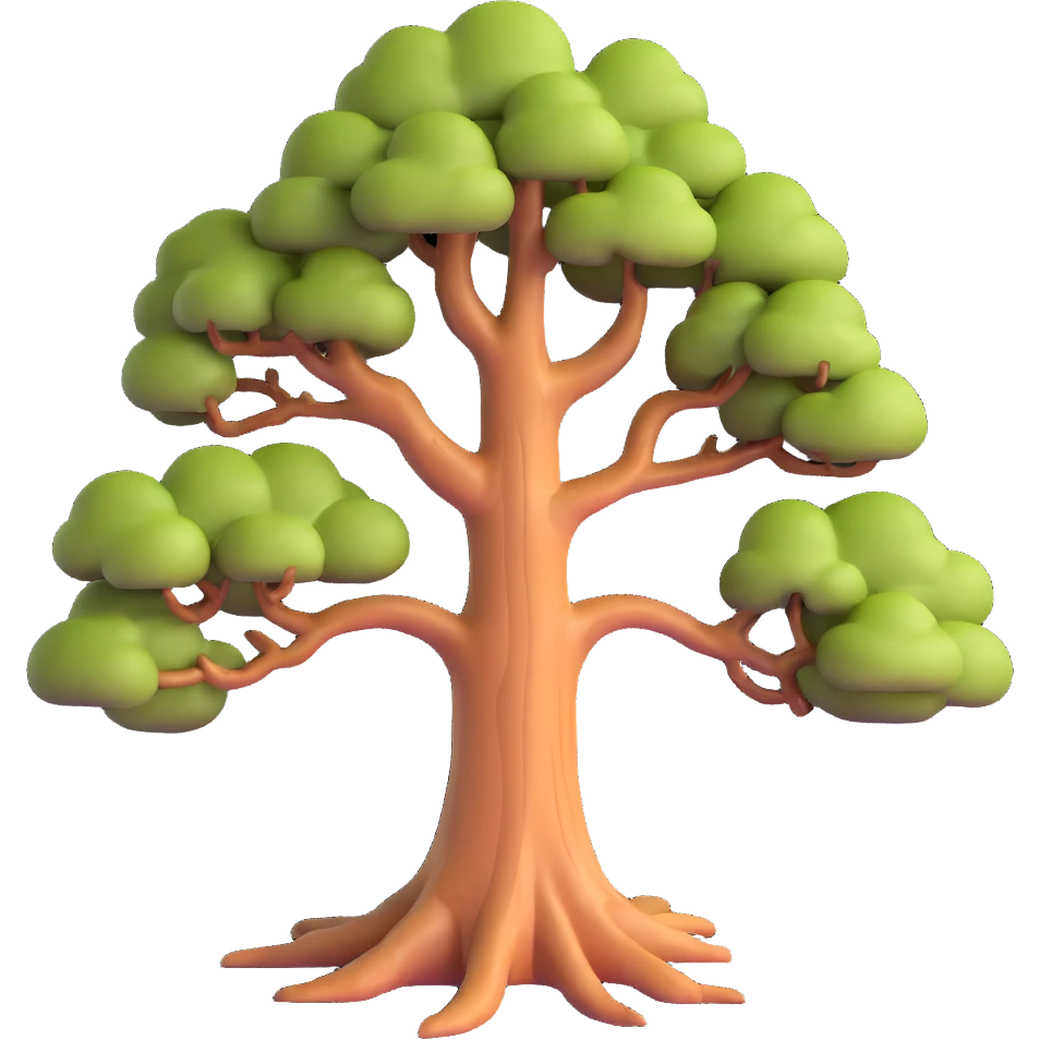 realistic tree with detailed bark texture and branches emoji