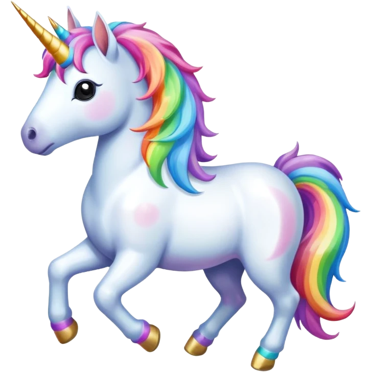 Gökkuşağının üstünde yürüyen unicorn emoji