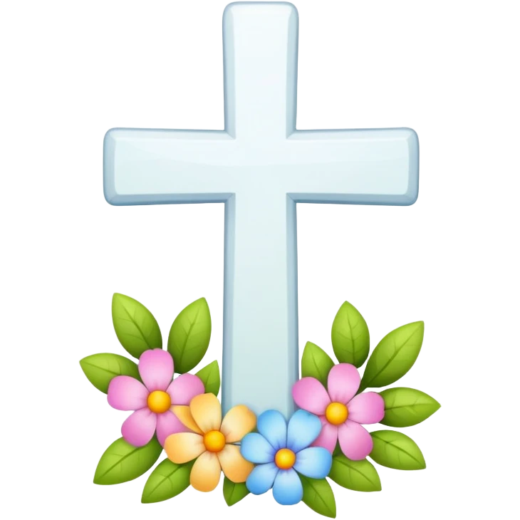 Cute Christian cross with flowers on it emoji