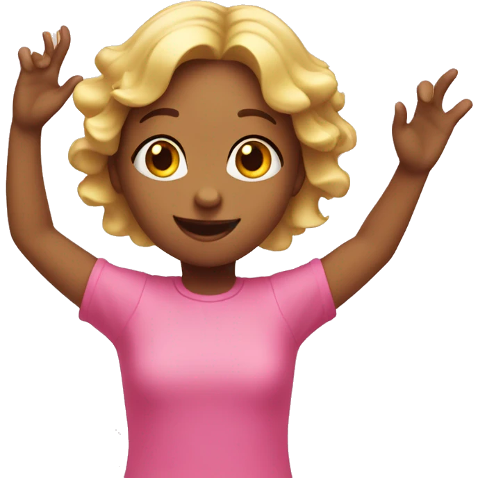 Pink girl with celebration hands in the air emoji