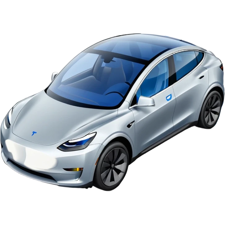 A Tesla Model Y parallel parking with a blue trajectory showing the planned path emoji