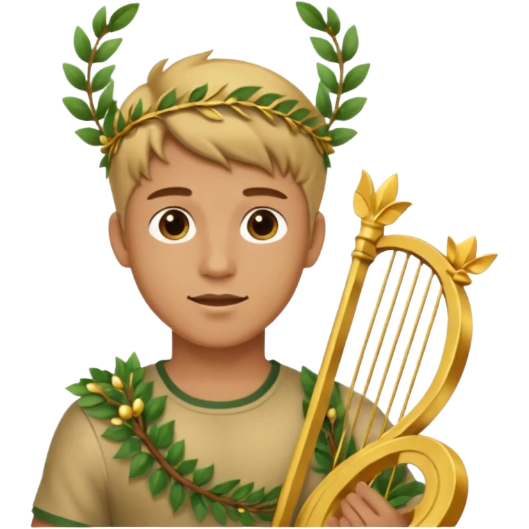 An emoji of the Greek god Apollo. He is a youthful man with a laurel wreath on his head, holding a golden lyre. emoji