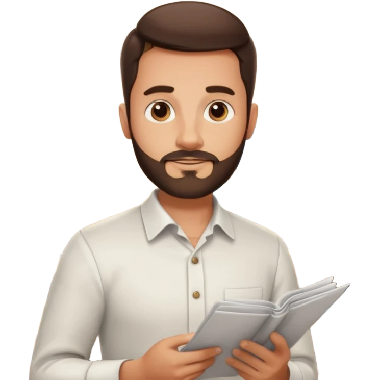Brunette Guy with very short beard at a restuarant emoji