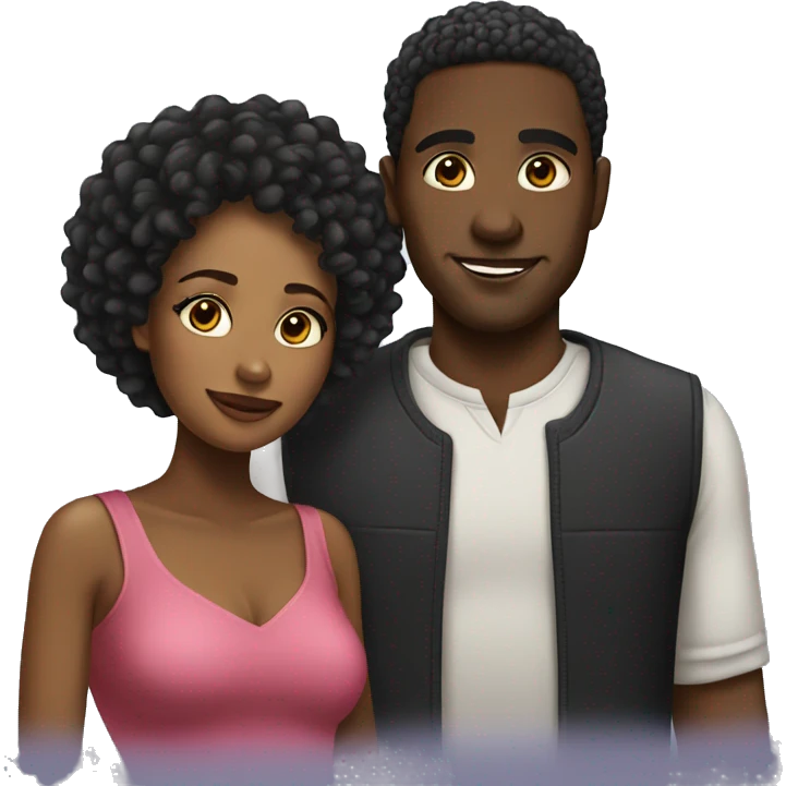Black man and woman cute emoji