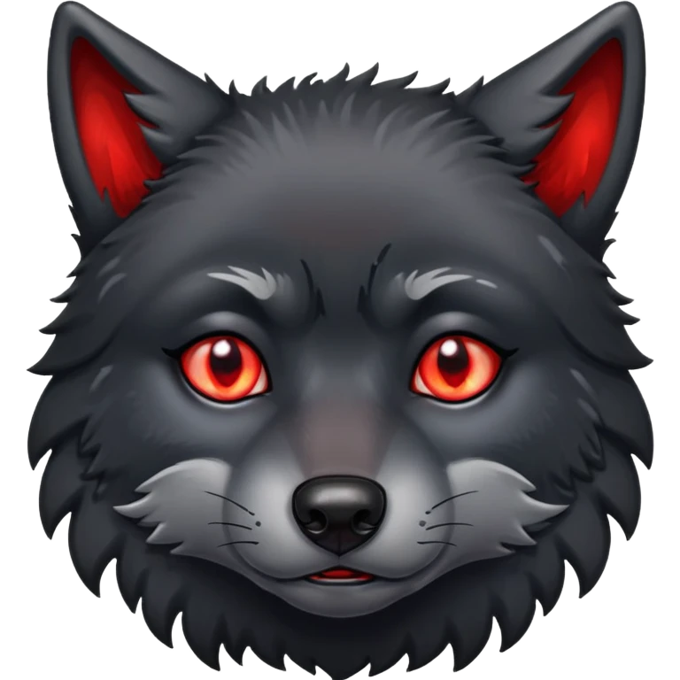 sad crying black wolf with red eyes emoji