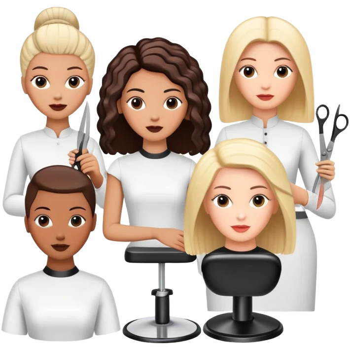 group of people learning hairdressing in beauty salon training emoji