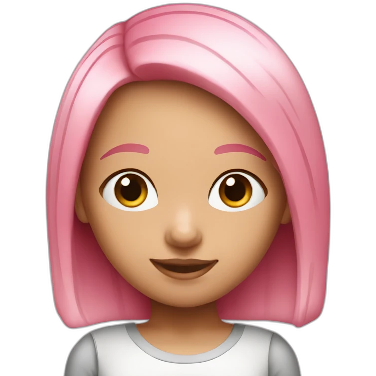 Cute white Brazilian girl with straight pink hair emoji