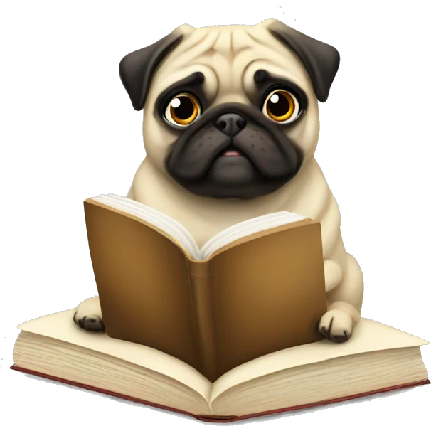 Pug with book emoji