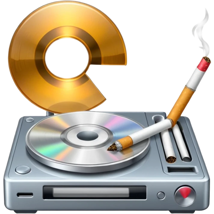 CD player and a wet cigarette  emoji