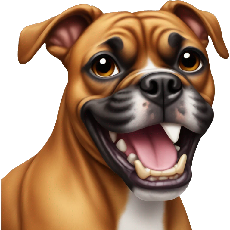 Small boxer dog with funny teeth emoji