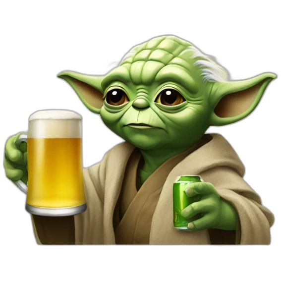 Yoda drinking a beer   emoji
