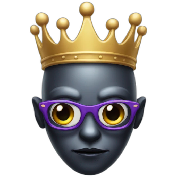dark alien with glasses and a crown emoji