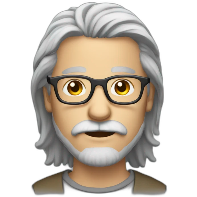 man long grey hair with glasses beard and moustache emoji