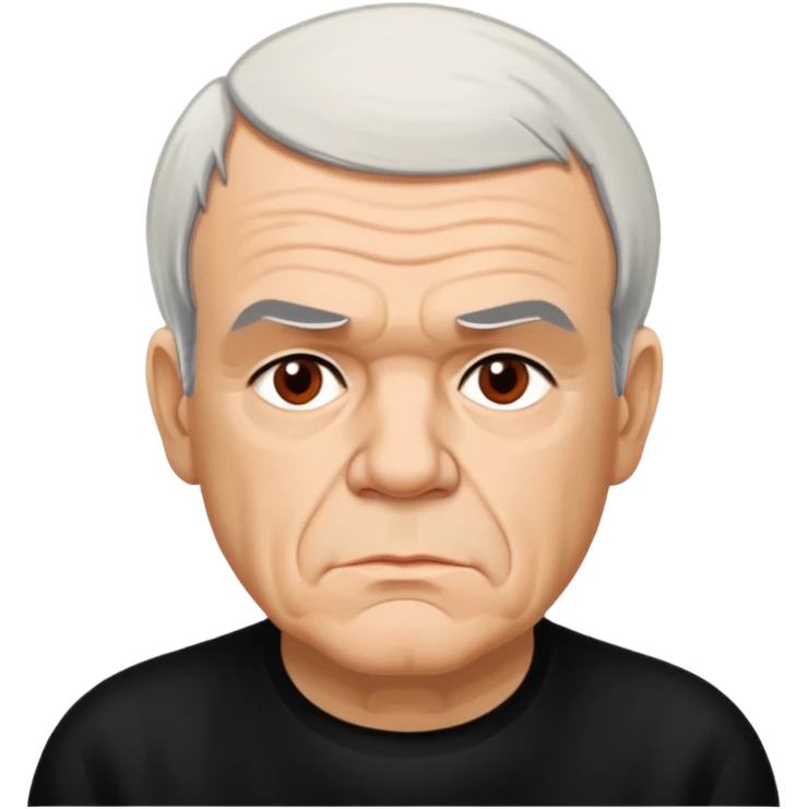 Milan Kundera with his serious, philosophical and literary personality emoji