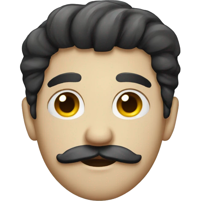 human face with dark hair and a moustache emoji