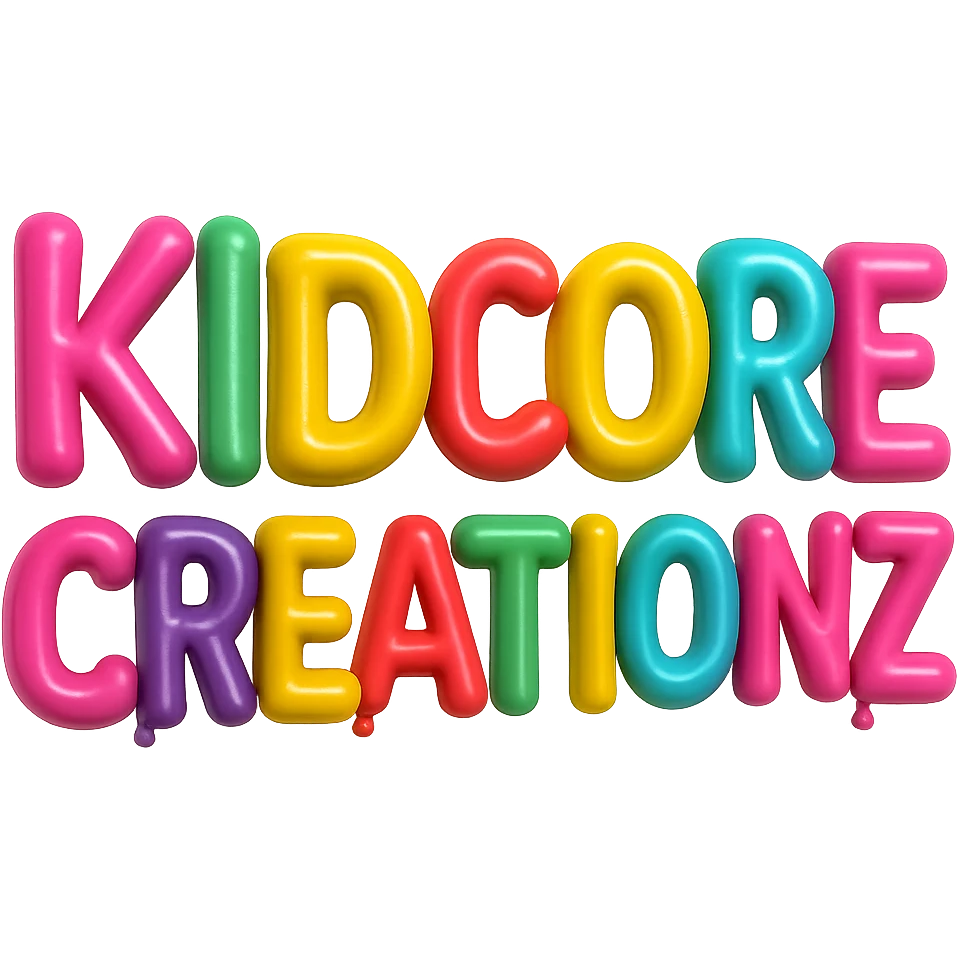 Add the word Kidcore Creationz in Pink emoji