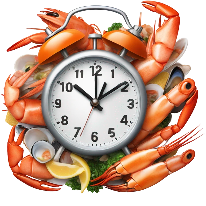 Alarm clock making a juicy and spicy seafood boil  emoji