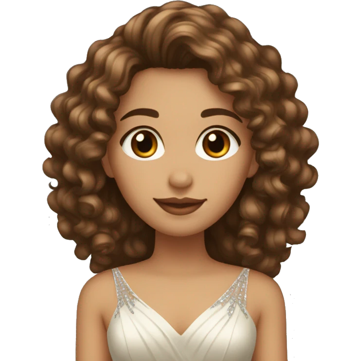 Hispanic/curly long hair, brown light color/ with dark brown eyes / with a diamond dress emoji