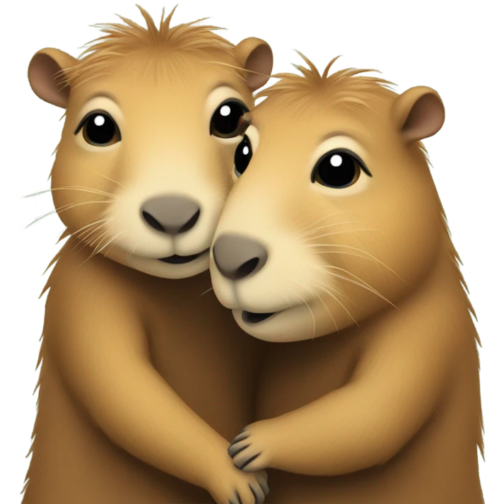 Two capybaras make a hug  emoji