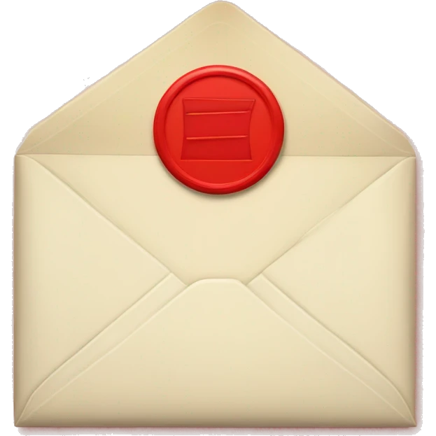 cream envelope with red postage stamp emoji