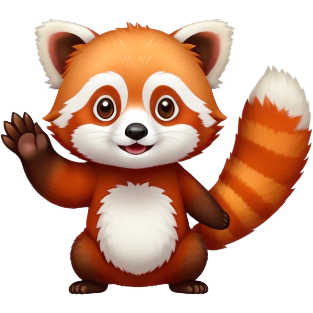 Red panda saying goodbye emoji