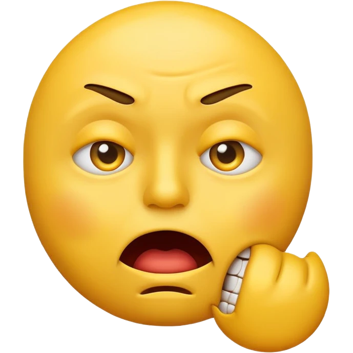 emoji showing anxiety, biting lip, raised eyebrows, worried expression, yellow face emoji