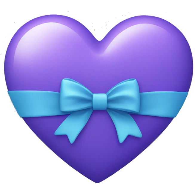 purple and blue heart with a bow emoji