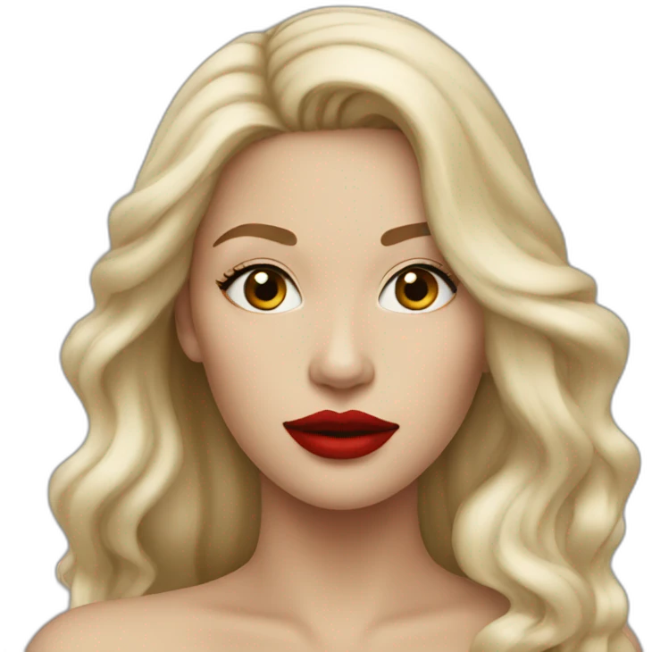 Long ash blond woman red lip emoji