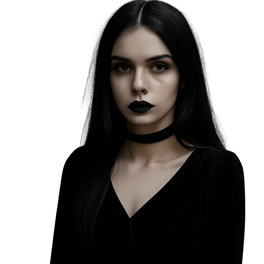 Remove the background, keep only the gothic girl, preserve transparent background. emoji