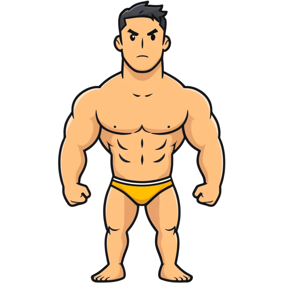 Muscular Caucasian man wearing a bikini emoji