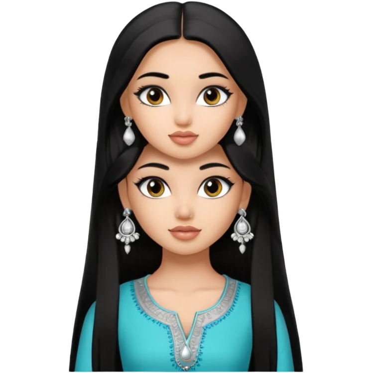 generate a pretty bratz girl wearing a kurti, eyeliner on, long straight hair, silver jhumkas in ear emoji