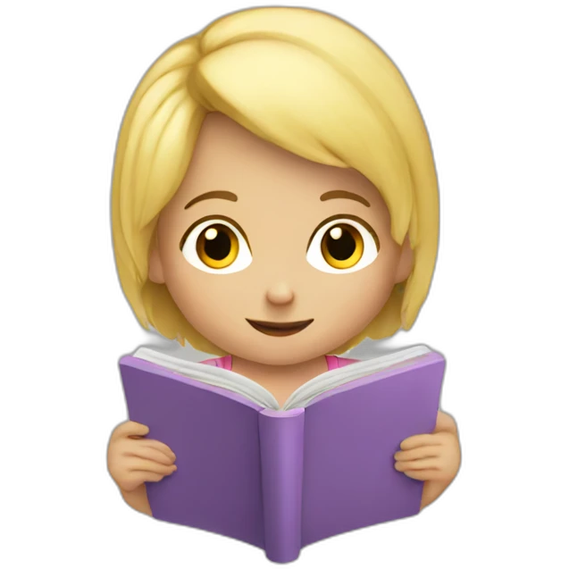 a blonde kid reading a book emoji