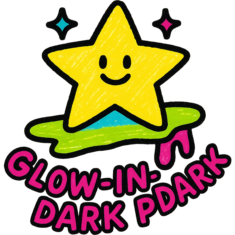 Glow-in-the-dark paint logo, glowing star with paint emoji