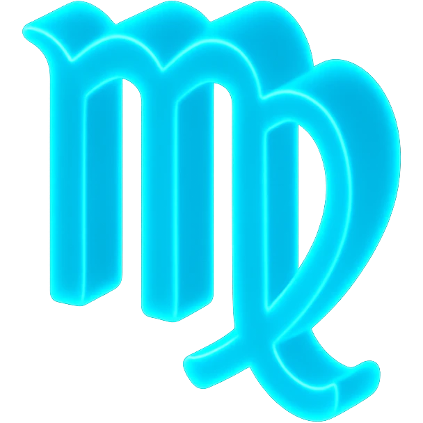 "A minimalistic glowing zodiac symbol ♍, centered on a dark cosmic background, symbol color #00d9ff, clean design, modern and luminous" emoji