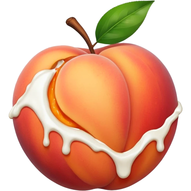 Brzoskwinia z pęknięciem a z pęknięcia wydobywa sie białe mleko emoji