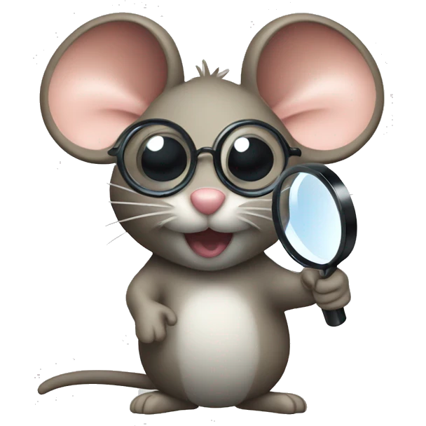 a mouse with a magnifying glass emoji